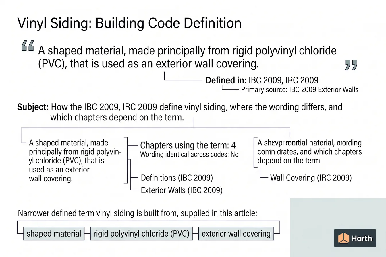 Labeled code-term definition diagram: Vinyl Siding: Building Code Definition