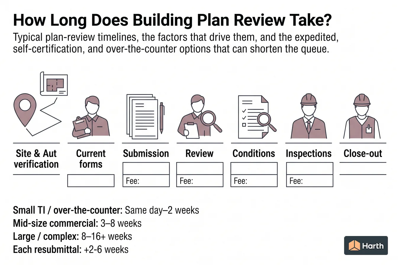 Building-approval workflow diagram: How Long Does Building Plan Review Take?