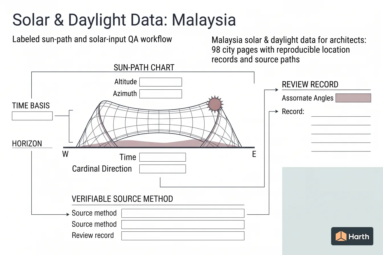 Labeled sun-path diagram: Solar & Daylight Data: Malaysia