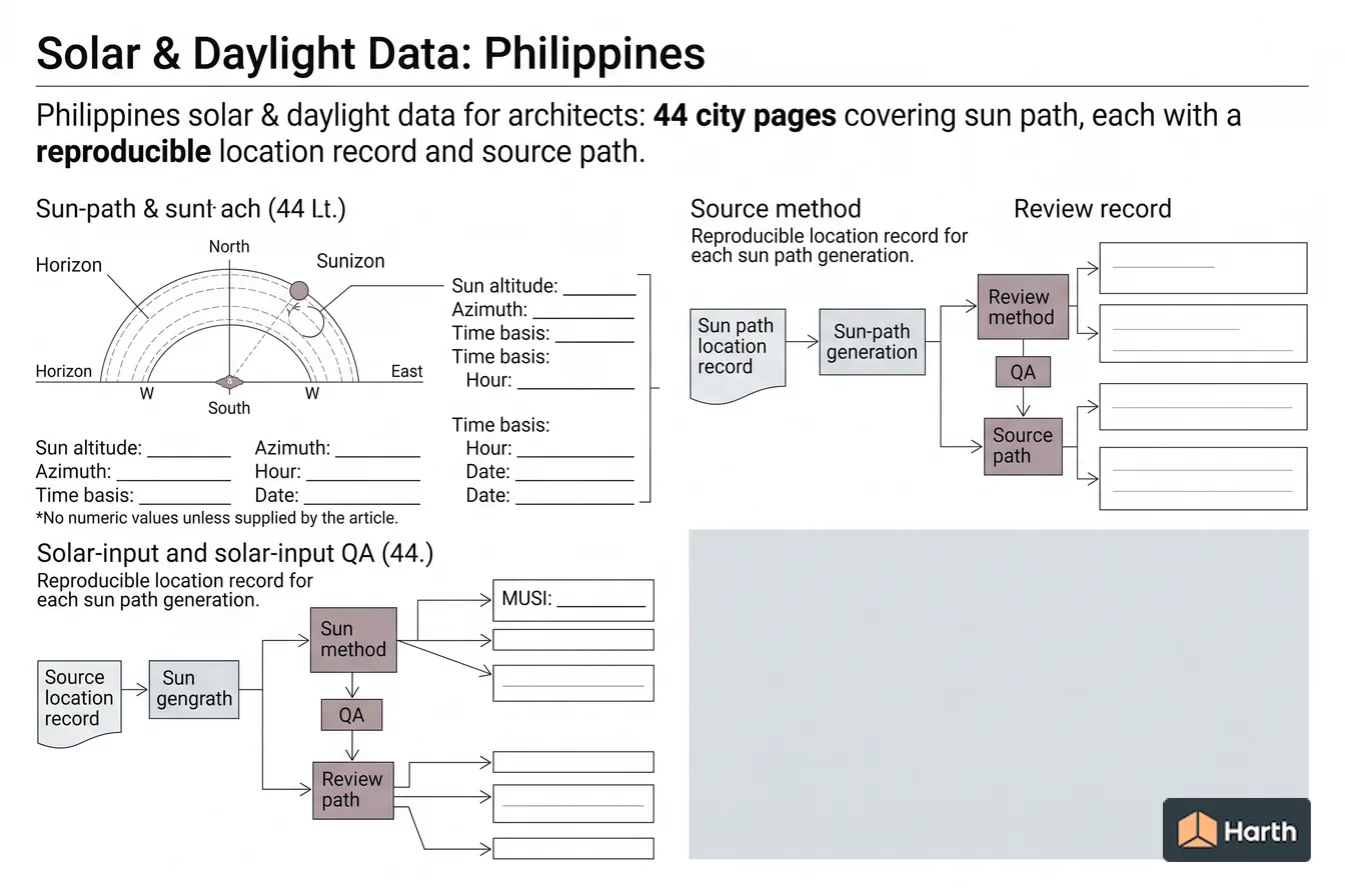 Labeled sun-path diagram: Solar & Daylight Data: Philippines