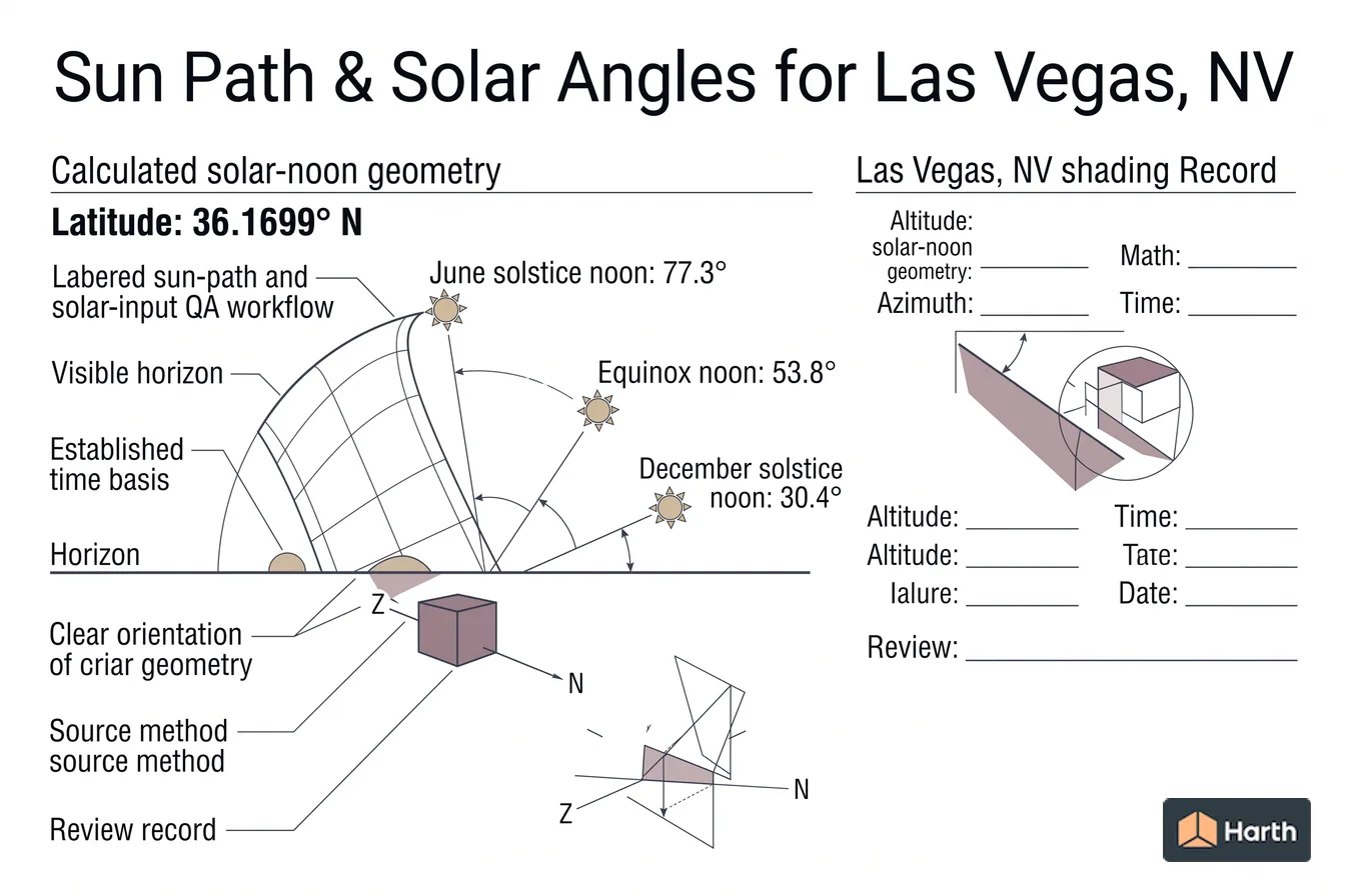 Labeled sun-path diagram: Sun Path & Solar Angles for Las Vegas, NV