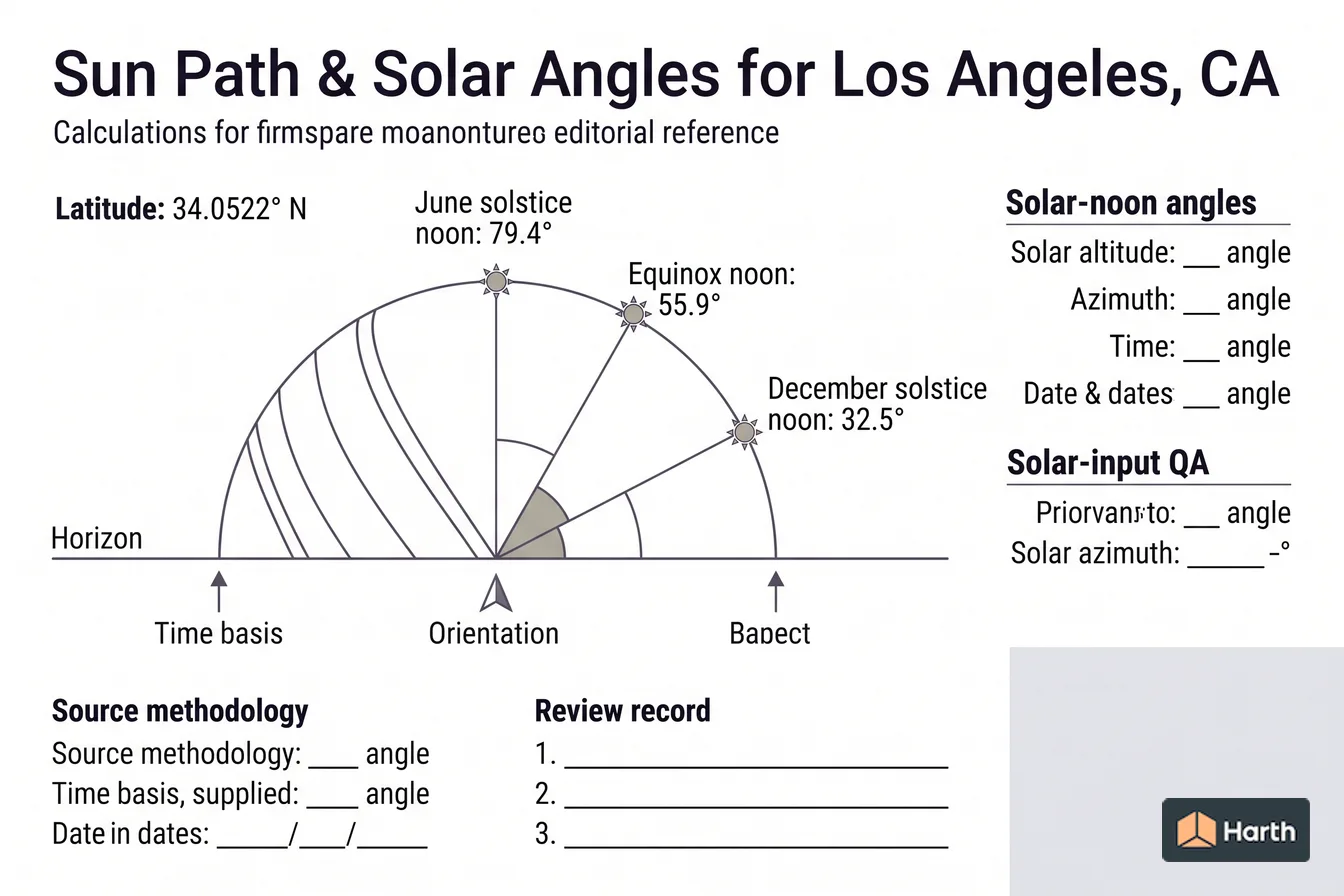 Labeled sun-path diagram: Sun Path & Solar Angles for Los Angeles, CA