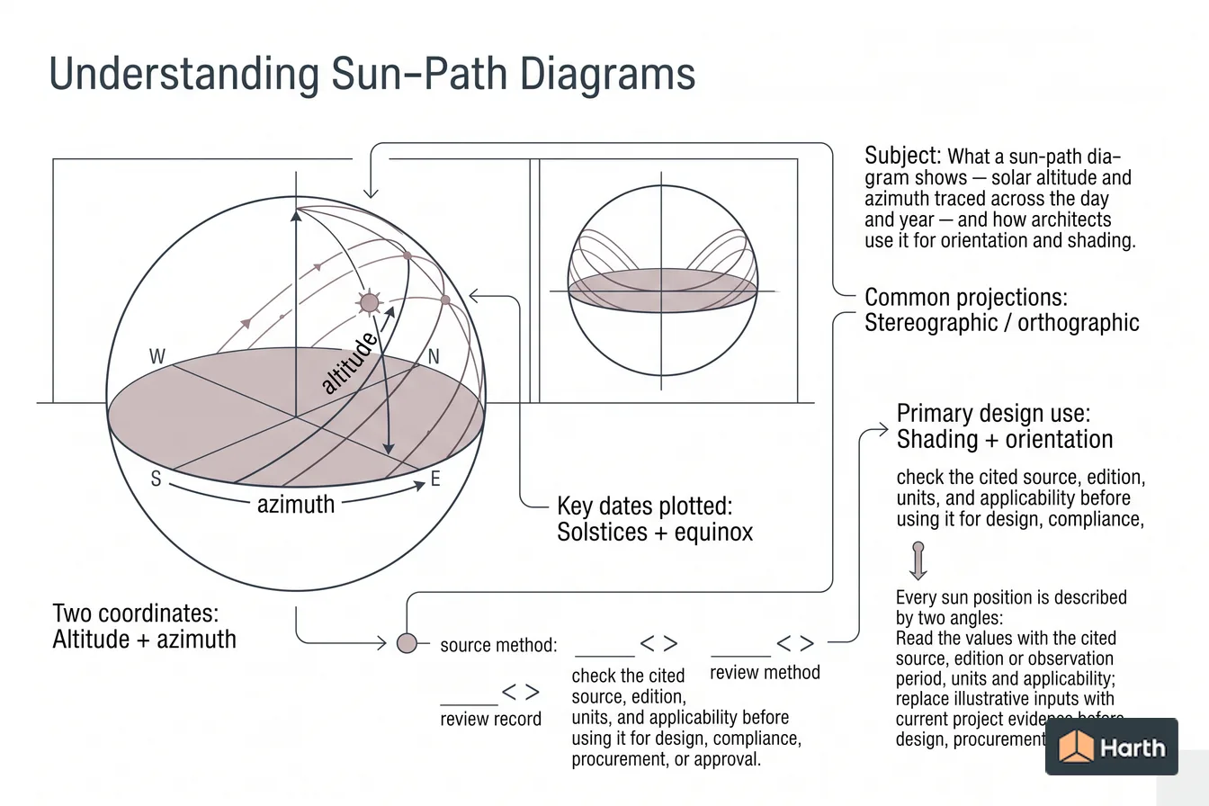 Labeled sun-path diagram: Understanding Sun-Path Diagrams