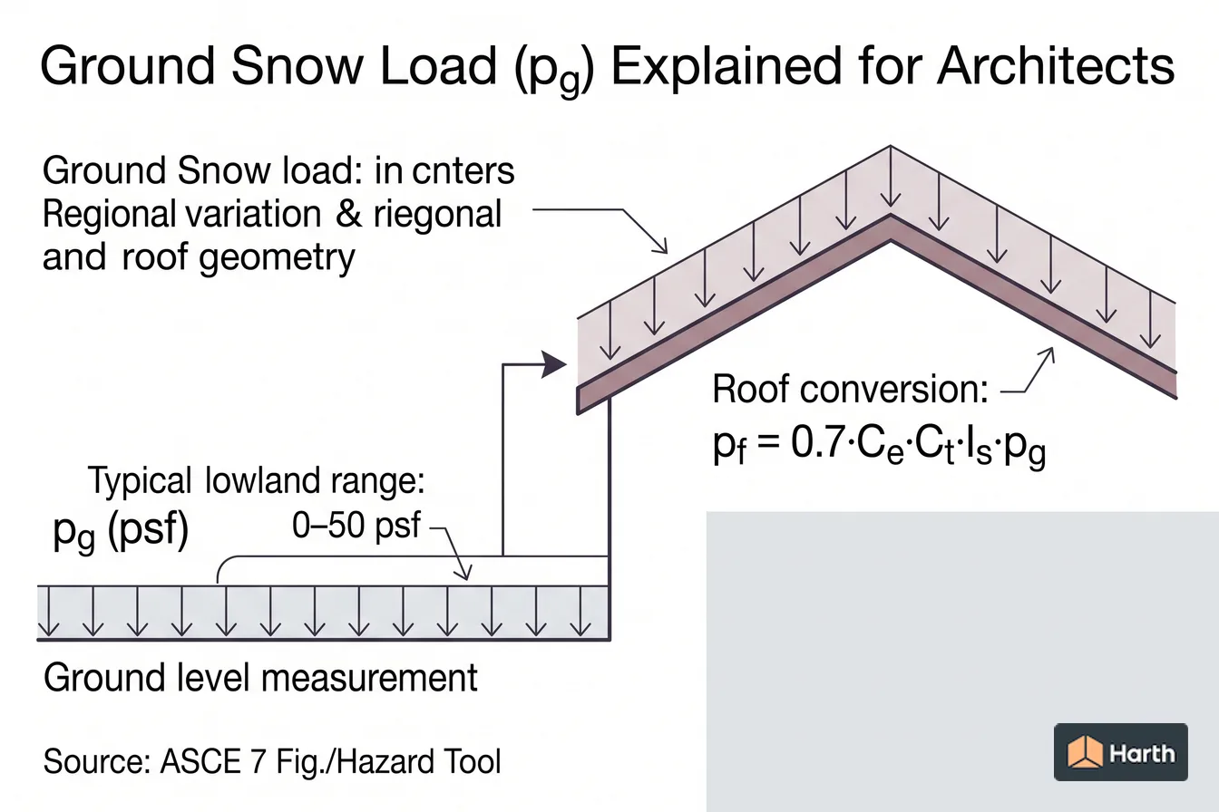 Labeled structural load diagram: Ground Snow Load (pg) Explained for Architects
