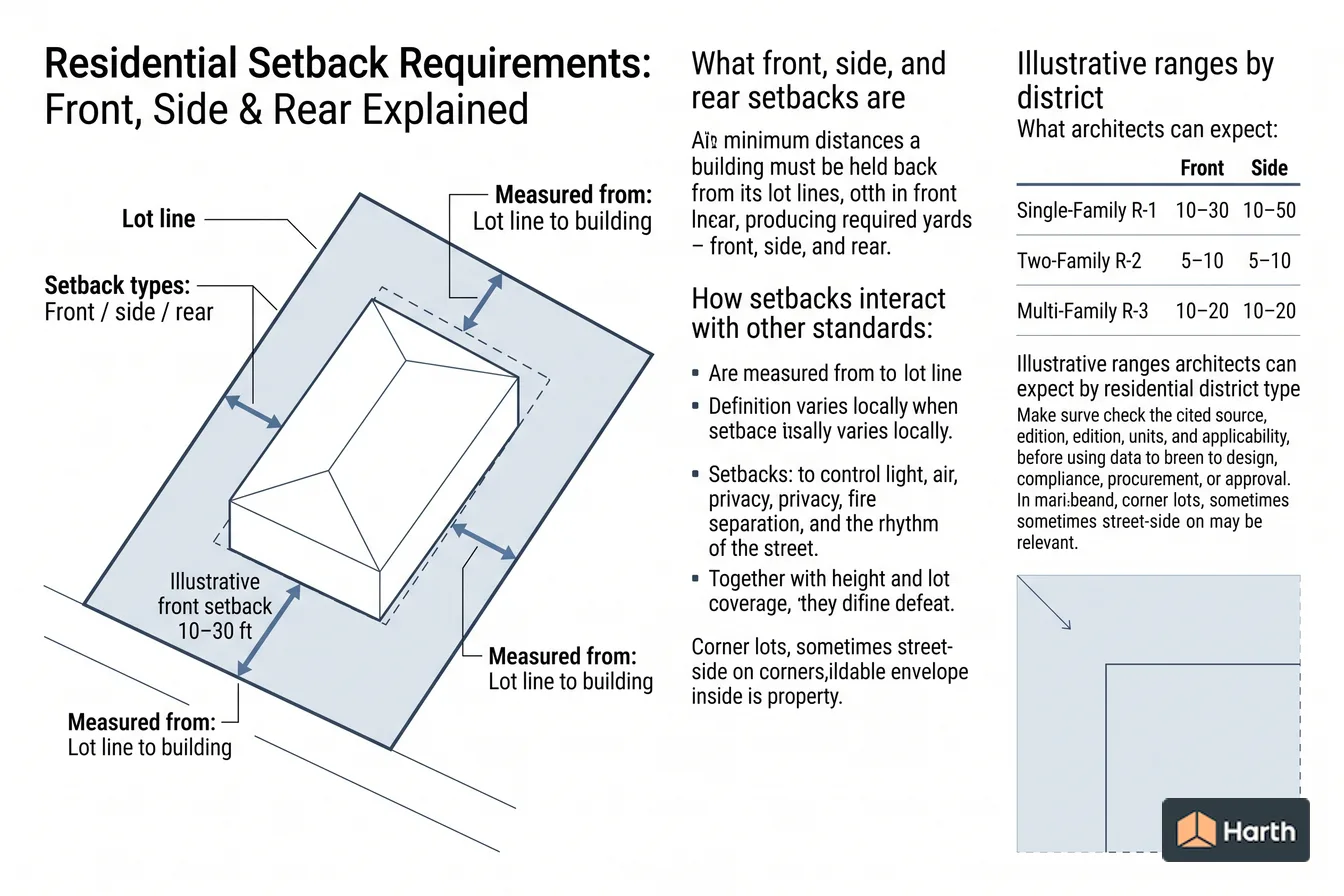 Planning and zoning verification diagram: Residential Setback Requirements: Front, Side & Rear Explained
