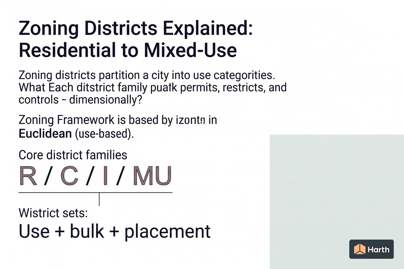 Planning and zoning verification diagram: Zoning Districts Explained: Residential to Mixed-Use
